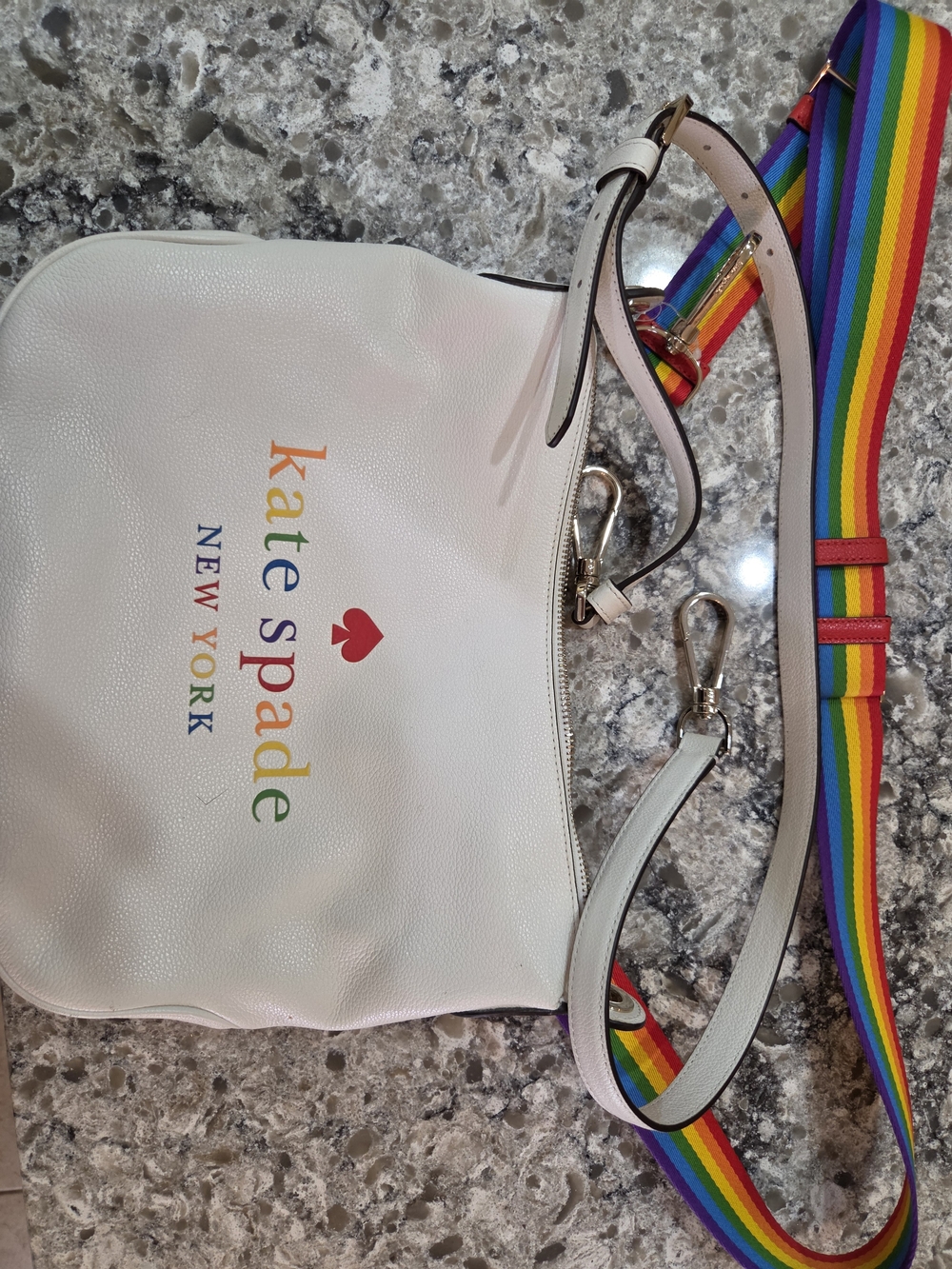 kate spade White Kids Crossbody with Rainbow Strap